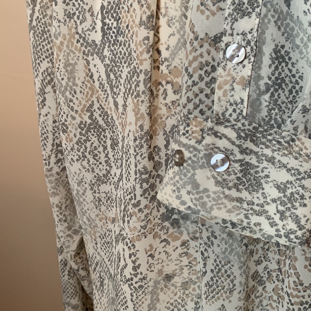 Chico’s Python Print Sheer Button Down Blouse - Picture 14 of 14